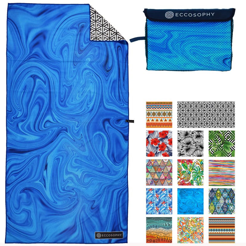 ECCOSOPHY Microfiber Beach Towel -Sand Free Towels are Quick Dry, Light Weight, Super Absorbent-Perfect Pool, Travel, Cruise, Camping Essentials - Oversized Extra Large for Adults (Laguna) - Image 1